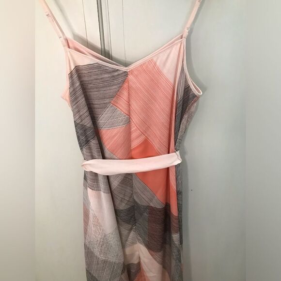 Apt 9 Geo Orange Brown Lined Midi Beachy Tropical Sundress Size M - Picture 4 of 6